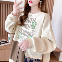 权小威 加绒卫衣女士2022年新款秋冬装加厚韩版长袖外套打底衫时尚衣服慵懒风学生宽松