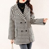 权小威 毛呢大衣女2022年新款秋冬装韩版简约时尚百搭气质名媛高端翻领洋气毛呢大衣女呢子中长外套