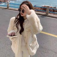 权小威 短外套女士2022年新款韩版简约时尚百搭气质高端洋气秋冬装潮牌小香风加绒加厚毛毛外套女