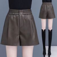 权小威 皮短裤女2022年新款外穿大码宽松阔腿显瘦秋冬高腰皮裤打底靴裤潮