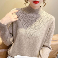 权小威 半高领秋冬毛衣女宽松显瘦打底衫遮肉韩版针织衫女