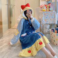 权小威 睡衣女秋冬季可外穿浴袍长款睡袍睡裙女冬天白雪公主家居服