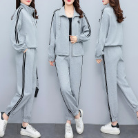 权小威 2022秋季新款大妈开衫长袖外套+长裤两件套休闲运动套装女