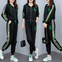 权小威 2022秋装新款休闲运动套装女大码时尚洋气宽松显瘦连帽卫衣两件套