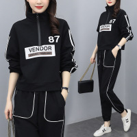 权小威 大码2022年秋装新款休闲运动套装女胖妹妹洋气显瘦卫衣两件套