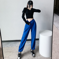 权小威 爵士舞练功服女套装秋季女团舞服装辣妹上衣修身时尚抽绳运动卫裤