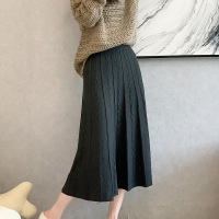 权小威 2022年新款韩版时尚气质名媛毛线裙大摆针织半身裙高腰显瘦A字伞裙子秋冬款