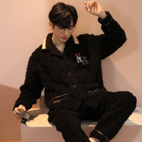 权小威 2022秋冬季新款睡衣男士大码长袖套装加厚加绒春秋家居服冬天