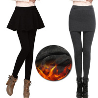 权小威 秋冬加厚加绒包臀打底裤 韩版百褶裙 外穿包臀裙裤 女士