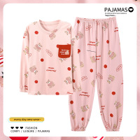 权小威 2022年新款睡衣女长袖长裤秋冬款套装简约宽松春秋季女士家居服