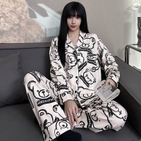 权小威 睡衣女秋冬季长袖开衫套装春秋新款简约宽松潮牌女士家居服可外穿