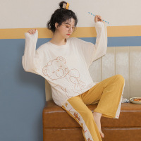 权小威 睡衣女秋冬季长袖长裤套头套装秋冬新款简约可爱女士家居服可外穿