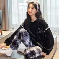 权小威 秋冬新款少女冬季加厚韩版保暖舒适两件套简约家居服
