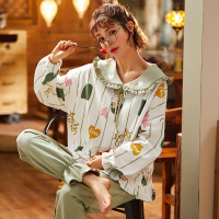权小威 秋季睡衣女长袖棉质秋冬新款少女士学生可爱公主风家居服秋天