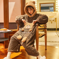 权小威 连体睡衣女冬加绒加厚韩版甜美可爱法拉绒家居服套装可外穿