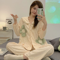 权小威 女士睡衣2022年秋季新款棉质长袖少女可爱小清新可外穿家居服套装