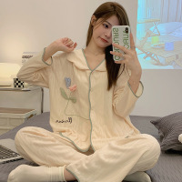 权小威 女士睡衣2022年秋季新款棉质长袖少女可爱小清新可外穿家居服套装