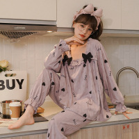 权小威 女士睡衣春季棉质长袖少女宫廷风小清新碎花可外穿家居服套装春天