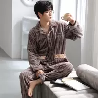 权小威 睡衣男士秋冬款加绒保暖大码冬天休闲外穿家居服套装