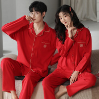 权小威 情侣红色睡衣女士棉长袖结婚本命年喜庆家居服棉男春秋季套装