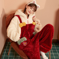 权小威 女士连体睡衣2022年冬季少女卡通家居服连体睡袍套装