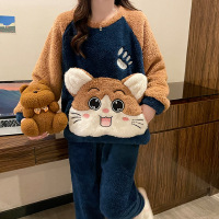 权小威 睡衣女士2022年冬季加绒加厚可爱少女家居服萌妹套装