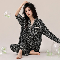 权小威 2022年新款睡衣女秋季棉长裤可爱小碎花莫代尔家居服套装春秋款