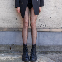 权小威 黑色丝袜女薄款潮性感黑丝渔网袜防勾丝春秋款带钻连裤袜