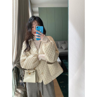 权小威 奶油泡芙菱格薄款羽绒服女90白鸭绒2022年新款宽松短款秋冬外套潮