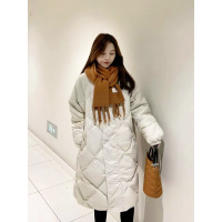 权小威 娃娃领羽绒服女中长款过膝韩版百搭休闲白鸭绒2022新款冬季外套潮