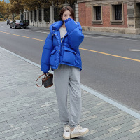 权小威 2022冬季克莱因蓝棉服女短款小个子面包服加厚棉袄外套时尚潮