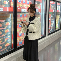 权小威 2022小香风棉服女冬季加厚小众显瘦撞色短款菱格棉衣袄外套潮