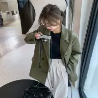 权小威 西装皮衣外套女春秋今年流行高级感复古小个子设计感机车夹克上衣