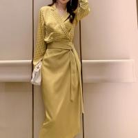 权小威 高腰半身裙女2023春装新款女装系带包臀裙子修身中长裙潮