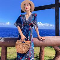 权小威 泰国民族风沙滩裙女夏海边度假大码显瘦波西米亚海滩裙