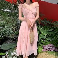 权小威 茶歇法式粉色吊带连衣裙女夏奶甜在逃公主古着vintage初恋裙仙