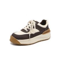 权小威 休闲运动鞋女2023春新款拼色百搭阿甘鞋厚底增高老爹鞋华夫鞋