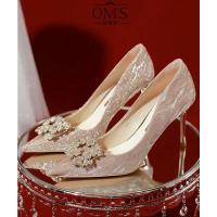 权小威 尖头高跟鞋女细跟2023年新款婚鞋高级感秀禾婚纱年会单鞋