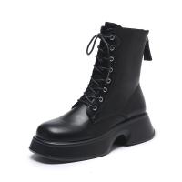 权小威 黑色马丁靴女2023秋甜酷网红鞋子女潮百搭小众靴子瘦瘦靴