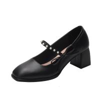 权小威 玛丽珍高跟鞋粗跟方头2023春季中跟鞋小香风温柔鞋子女法式单鞋女