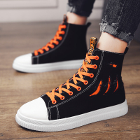 述雅夏季韩版潮流男鞋百搭休闲高帮帆布板鞋男生鞋子潮鞋初中生青少年