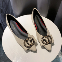 述雅浅口尖头平底单鞋女2020夏款网红韩版时尚百搭淑女仙女风温柔瓢鞋有销量评价