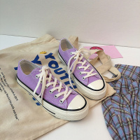 述雅紫色低帮帆布鞋女学生韩版百搭布鞋2021年春季新款女鞋休闲板鞋子