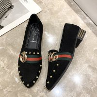 述雅复古尖头单鞋女2021年新款春秋季百搭晚晚风温柔鞋中跟乐福豆豆鞋