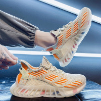 述雅鞋子男潮鞋夏季透气网面飞织运动鞋百搭潮流跑步软底休闲老爹男鞋