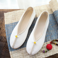 述雅春夏老北京布鞋居士鞋民族风棉麻女绣花鞋平底茶艺汉服鞋古风女鞋