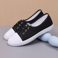 述雅帆布鞋女2021年新款夏季薄款一脚蹬休闲女士布鞋春秋浅口小白鞋子
