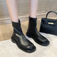 述雅瘦瘦靴女2021年春秋新款秋款薄款单靴马丁靴子秋季中筒英伦风短靴