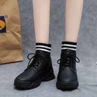 述雅马丁靴女冬季加绒2021年新款百搭英伦风女鞋春秋单靴内增高短靴子