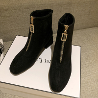 述雅网红瘦瘦短靴2021秋季新款英伦风马丁靴子女春秋粗跟单靴百搭女鞋